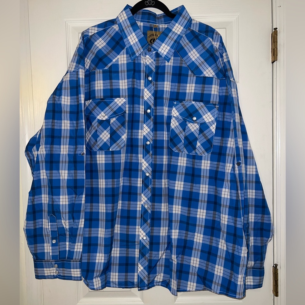 Coevals Club Classic Blue Checkered Men's Button-Down Shirt